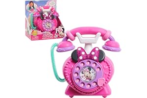 Just Play - Telefono rotativo Disney Junior Minnie Mouse Ring Me con luci e suoni, telefono per bambini, Rosa