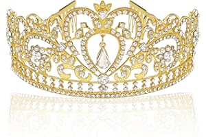 Makone Diadème en cristal avec peigne en strass pour couronne de mariée, mariage, bal de fin d'année, concours, fêtes de princesse, diadème de mariage, diadème pour enfants, couronne de princesse,