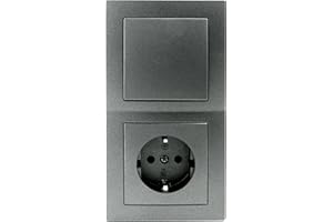 MC POWER 1535041 Flair - zestaw gniazd wtykowych | drzwi 2-drożne profesjonalne | 3-częściowy, przyłącze zaciskowe, antracytowy, matowy