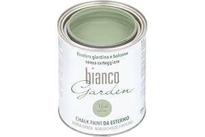 BIANCO SHABBY CHALK PAINT DA ESTERNO biancoGarden Verde Salvia - Ricolora giardino e balcone SENZA CARTEGGIARE e SENZA FINITURA (1 Litro)
