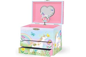 Giggle & Honey Pudełko na biżuterię z jednorożcem dla девочек - pozytywny подарок dla dzieci 3-10 lat, 17,1 x 13,3 x 15,2 cm