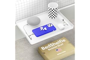 BedShelfie Półka nocna, łóżko piętrowe i piętrowe górne, niezbędne rzeczy do pokoju w akademiku, stolik nocny z klipsem, organizer na stolik pomocniczy łóżka, dekoracja pokoju, niezbędne akcesoria w