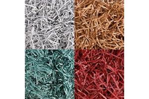 FEELAVA Shredded Tissue Paper,200g Xmas Glitter Gift Filling Shredded Paper,Champagne Red Green Silver Colors Packaging Hamper Basket Filling Paper for Decor