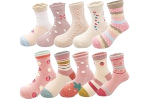 YANWANG 10 Paires de Chaussettes en Coton Dessin Animé pour Tout-petits Enfants pour Garçons Filles