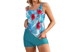AI'MAGE Tankini Damen Bademode Set Damen Freizeit Tankini Badeanzug Zweiteiler Tankinis Set Elegant Badeanzüge für Damen Tankini Oberteil mit Badeshorts