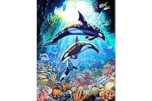 DONQL Diamond Painting Kit Completo Balena, Painting Diamond 5d DIY per Adulti, Kit Diamond Painting Animali, Kit Pittura Diamante，Pittura Kit Craft Arts Regalo per Decorazione Della Parete di Casa