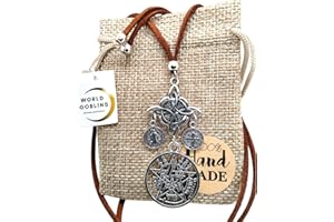 WORLD GOBLINS Collar Amuleto Protección contra Hechizos, Nudo de Bruja, Tetragramatón y 2 San Benito, Cuatro Amuletos Potectores, Joyería Espiritual Wicca. Regalos Originales Hombre Mujer (WICCA Estilo 2)