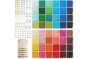 HOLDLEAF 16500 Piezas 3mm Abalorios para Hacer Pulseras，Cuentas para Pulseras con 300 Piezas Abalorios Letras，Kit Bolitas para Hacer Pulseras Cuentas para Cumpleaños, Festivales, Fiestas
