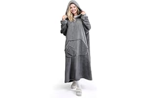 Giggling Getup tragbare Decken Hoodie für Erwachsene, Übergroßer Sherpa Sweatshirt Decke mit riesiger Tasche und Ärmeln