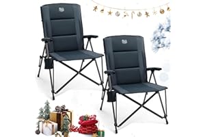 TIMBER RIDGE Silla de Camping Plegable Respaldo Alto XXL Asiento Ancho 55 cm Acolchada Capacidad de Carga de 150kg con Bolsillo Lateral para Camping Jardín Balcón