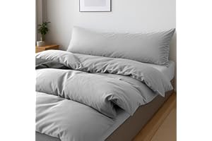 BESCH Juego Funda Nórdica de 3 Piezas para Cama de 135 Color Gris Claro - Funda Nordica 220x220cm + Sábana Ajustable 135x190/200cm + Funda Almohada 45x145cm