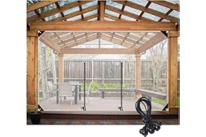 WZYJLyds Clear Tarpaulin with Zipper Door, Outdoor Waterproof PVC Curtain, Side Panel Cover for Pavilion, Camping, Patio and Pergola