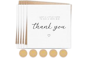 Giftinghouse 24 Thank You Cards Pack with Gold Foil Stickers and Kraft Envelopes, 12.5 x 12.5 cm – Blank Inside – Ideal for Teachers, Weddings, Kids, Christmas – Made in the UK
