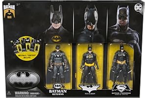 SPIN MASTER DC Comics Ultimate Batman Set mit 3 Batman Figuren (10cm) aus den Filmen Batman Returns, The Dark Knight und Batman v. Superman. Ab 3 Jahren