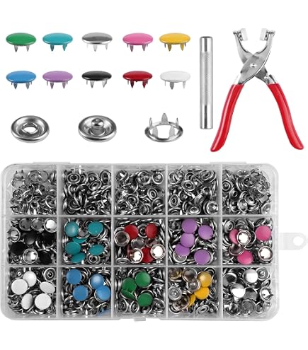 Kit 200 Boutons Pression Métal 9,5mm - 10 Couleurs Avec Pince Pour Couture Bébé Et Bricolage