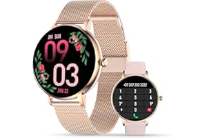 LUNIQUESHOP inteligentny zegarek damski, pełny ekran dotykowy, monitor snu, ciśnienie krwi, częstotliwość tętna, sterowanie muzyką, wiele sportów, krokomierz, Android iOS, Różowy, Nowoczesny