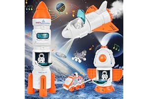 Aragallant Space Raketen Spielzeug für Kinder, Space Shuttle Spielzeug für Kinder 3 4 5 6 7 8 Jahre, Space Shuttle Rakete Raketenwerfer Projektionslampe, Weltraumspielzeug Geschenk für Jungen Mädchen