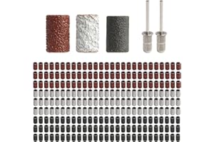 Batheidon 248 Pezzi Nastri Abrasivi per Manicure, 80# 120# 180# Grane, Adatto per Dremel, Bande Abrasive per Fresa Unghie, Set con 246 Bande e 2 Mandrini, per Modellatura, Levigatura e Rimozione Gel