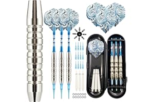 Genossen Flechette Pointe Plastique, Lot de 3 fléchettes 18 g Professionnelles, pour Cible de fléchettes électronique, avec 30 Pointes en Plastique, 3 ailettes et Sac de Rangement