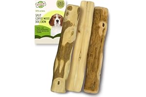 Woodbone Split Coffee Wood Dog Chew Stick for Medium Dogs - Natural Dental Chewing Toy - 3 Pack Size M