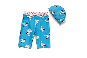 BONVERANO Bañador para niño con protección UV 50+ y gorro de natación
