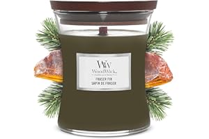 WoodWick jarre parfumée moyenne avec mèche en bois crépitante | Sapin de Fraser| Jusqu'à 60 heures de combustion