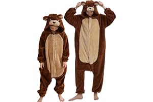 DarkCom Animal Onesie pour Enfants et Adultes,Vêtements de Nuit Combinaison Parent-Enfant Cosplay Halloween Kigurumi Costume Pyjama de Noël