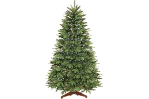 SHareconn 210cm Sapin de Noël Artificiel avec 1463 Pointes de Branches en PE et PVC et 1 Pied en Bois Pliable, Montage Facile, Choix Parfait pour la Décoration des Fêtes à la Maison, Bureau, Vert