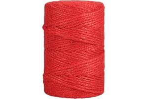 Vivifying Schnur, 3 mm 100M Juteschnur für Floristik, Bündeln, Basteln (Rot)