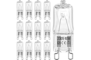 hautllaif 12Pcs G9 Halogen Bulbs 40W Capsule Bulb 230V 2700K,G9 LED Bulbs,Warm White Light Bulb,Ideal for Ceiling Lights,Lava Lamp,Wax Burners