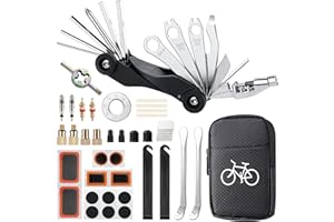 WOTHFAV Kit Riparazione per Bici, Kit di Attrezzi per la Riparazione di Bici, Attrezzi Multifunzione per Bicicletta 17 in 1, Kit Riparazione Camera d'aria Bici per MTB, Strada