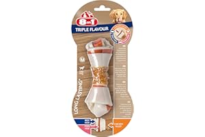 8in1 Triple Flavour Bone M - Hueso de Perro masticable con Filete de Pollo, Piel de Cerdo y Piel de Res, 1 ud.