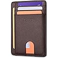 Buffway Slim Minimalist Front Pocket RFID Blocking Leather Wallets for Men and Women, Cross Coffee, S, Minimalist