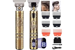 AXCEED Tagliacapelli Uomo, Rasoio Elettrico Barba con Display LCD, Regolabarba USB Ricaricabile, Barba Trimmer Senza Fili, 0mm T-Blade Macchinetta per Capelli con 6 Pettini