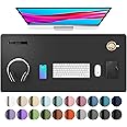 Aothia Leather Desk Pad Protector,Mouse Pad,Office Desk Mat,Non-Slip PU Leather Desk Blotter,Laptop Desk Pad,Waterproof Desk Writing Pad for Office and Home (91cm x 43cm, Black)