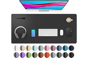 Aothia podkładka na biurko, ze skóry PU, podkładka pod mysz, antypoślizgowy ochraniacz na biurko, wodoodporna podkładka na biurko do biura i domu (91 x 43 cm, czarna)