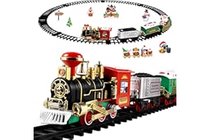 Toyvian Weihnachtsbahn Zug Gesetzt mit Lichtern Und Geräuschen Eisenbahn, Batteriebetriebene Lokomotive Motor Spielset Elektronisches Spielzeug Geschenk für Kinder