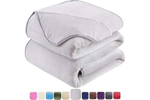 HOZY Plaid Coperta Pile Matrimoniale Antistatica - Super Morbido Coperta leggera e Calda - Adatta per Copriletto Copriletto e Copridivano - Grigio Chiaro Grande 220x240cm