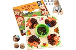 BINGGUNYO Igel Steckspiel Holz mit Würfeln,Montessori Spielzeug für Kinder,Igel Steckspiel Pädagogisches Sensorisches,Mathe Feinmotorik Spiel & Zählspielzeug,Montessori Lernspielzeug Brettspiel ab 3 4+ Jahre