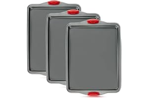 BOXIKI KITCHEN Set di 3 vassoi per biscotti antiaderenti - Questi vassoi per biscotti sono non tossici, resistenti a ammaccature, deformazioni e ruggine.