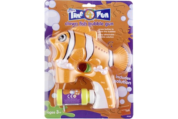 Smiffys Pistolet à bulles poisson clown, orange, avec solution Halloween