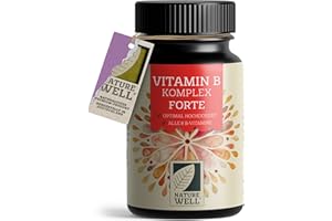 ‎NATUREWELL Vitamin B Komplex hochdosiert - 180 Tabletten - alle 8 essentiellen B-Vitamine in bioaktiver Form - mit Folsäure, Cholin & Myo-Inositol (Co-Faktoren), laborgeprüft mit Zertifikat & vegan