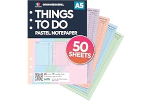 NBplanner A5 Thing to do pastel notepaper 6-ring organiser refill insert Filofax A5 compatible