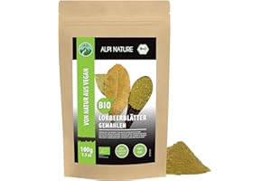 ‎ALPI NATURE Alpi Nature Organiczne liście laurowe mielone (100 g) organiczny proszek liści Laurel liście laurowe suszone biodegradujące liście laurowe biodegradacja liście laurowe 100% naturalnie bez dodatków