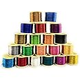 Lecraft Multy Colour Embroidery Metallic zari Threads Gold Colour for aari Work Hand Embroidering 0.1mm Pack of 20 ROLL