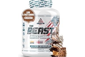 AS American Suplement | The Beast Mass Gainer | 2 kg | Contiene Creatina Monohidrato | Aiuta ad Aumentare di Peso | Ricco di Carboidrati e Protein (2 kg, Bicotti e Crema)