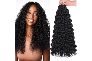 Mscat Gogo Curl Crochet Hair 18 Inch 8 Packs Black Ocean Wave Crochet Hair Pre Looped Deep Twist Goddess Box Braids Short Curly Water Wave Synthetic Braiding Hair for Women Girl Kids(8 Packs, 1B#)
