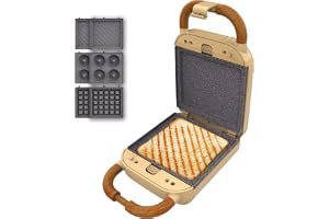 Cecotec Rock'nToast Retro One Yellow Sandwichs-apparat. Retro Sandwichmaskin 700 W, 3 utbytbara plattor, RockStone-beläggning