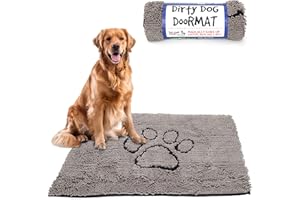 DOG GONE SMART PET PRODUCTS Dog Gone Smart Dirty Dog Microfiber Doormat, Super Absorbent Machine Washable with Non-Slip Backing, Large, Grey