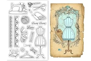 GLOBLELAND Sellos Transparentes de la máquina de Coser de la máquina de Coser del Sello del Sello de Silicona Transparente Sellos de Encaje para Hacer Tarjetas decoración